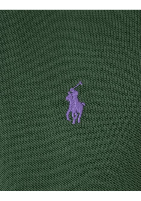 Polo Custom Slim-Fit In Pique' Verde Scuro Con Pony a Contrasto RALPH LAUREN | 710-782592016